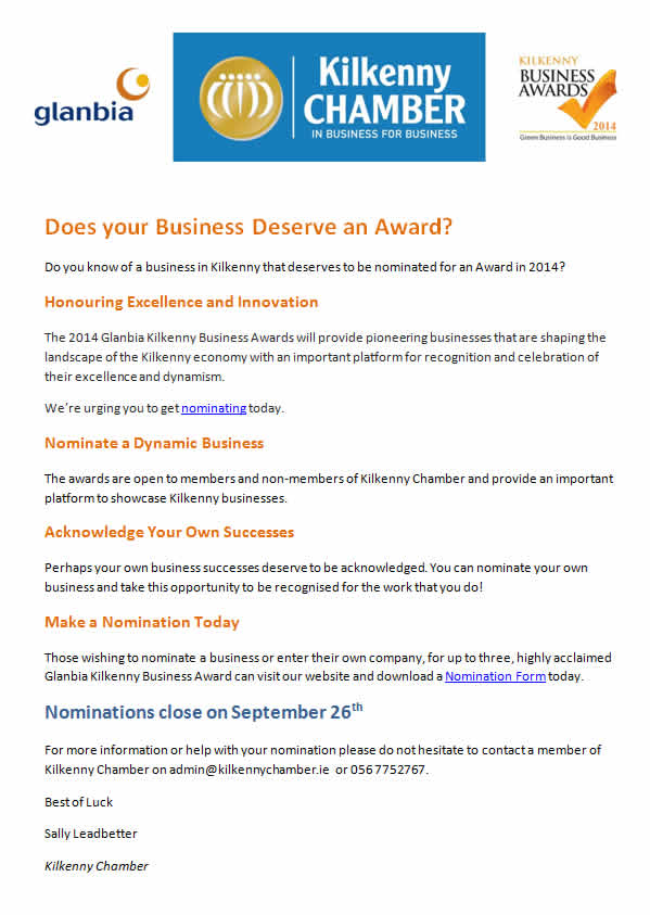 Kilkenny Chamber Busines Awards