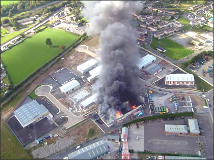 Arial View of Major Fire in Hebron Industrial Estate