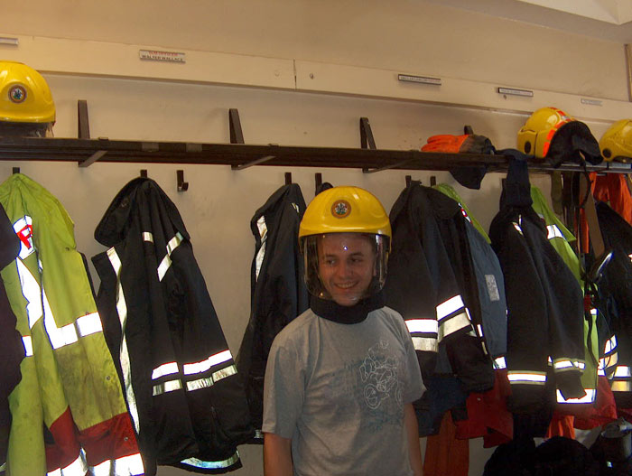 A French Firefighter during his visit to Kilkenny Fire Station