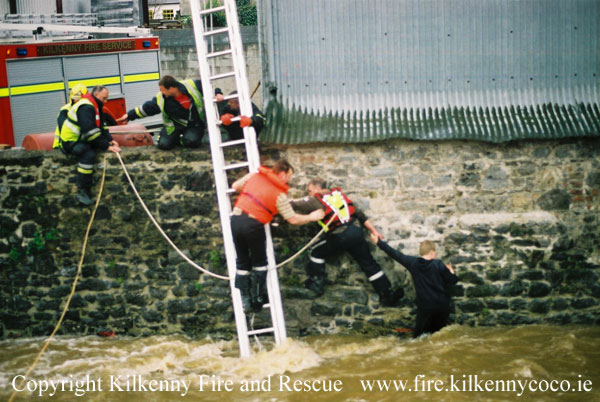 Firemen carry out Rescue from River Breagagh 