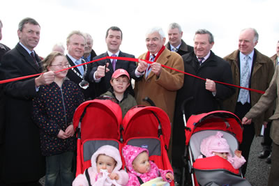 Opening of M9 Motorway with babies in foreground