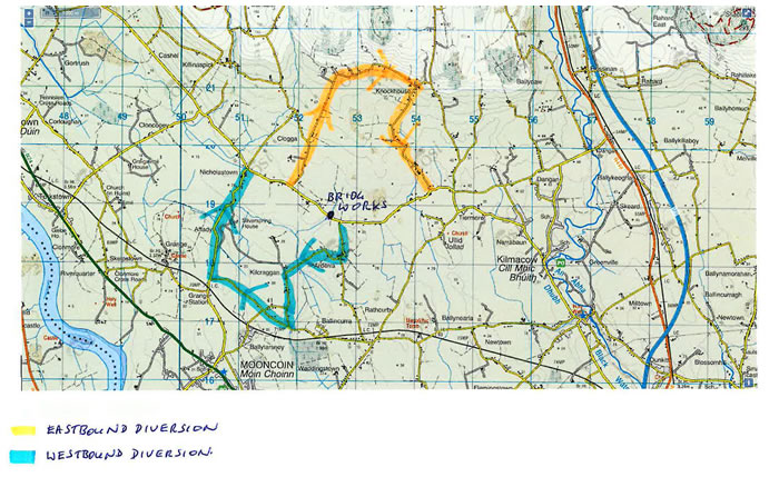 Eastbound and Westbound Diversions Clogga/Arderra, Mooncoin