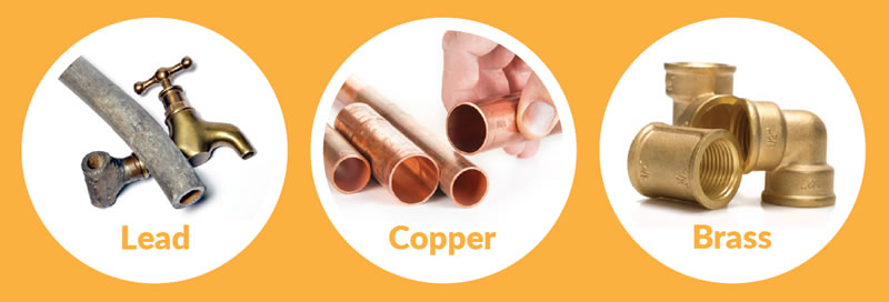 Lead-copper-brass-pipes